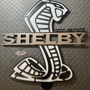 24x24 Shelby gt500 hood prop sign steel gloss white&black metallic (Detachable prop)
