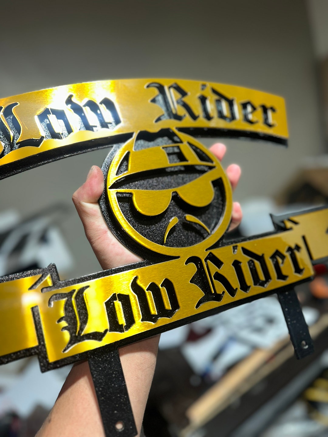Steel Lowrider Plaque Powder Coated Gold Etsy