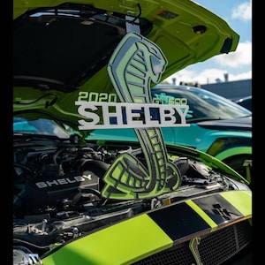 24x24 Shelby gt500 sign grabber lime green and black metallic (Detachable prop)