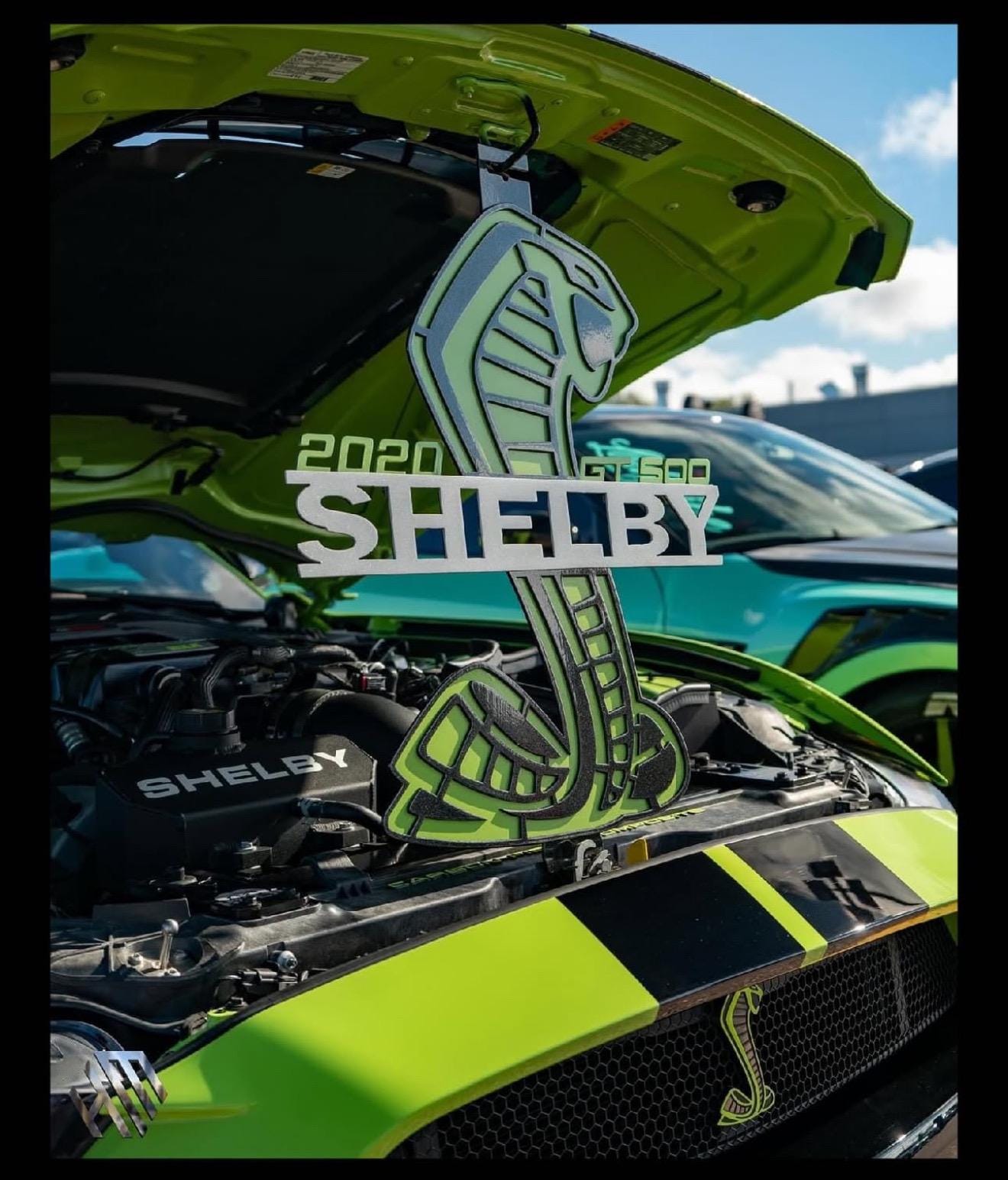 24x24 シェルビー GT500 サイングラバー ライムグリーン＆ブラックメタリック（取り外し可能な支柱） - Etsy 日本, image size:1320x1545