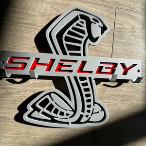 12x10”  Shelby gt500 key hangers plaque red & black and silver metallic.