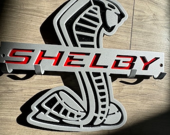 12x10”  Shelby gt500 key hangers plaque red & black and silver metallic.