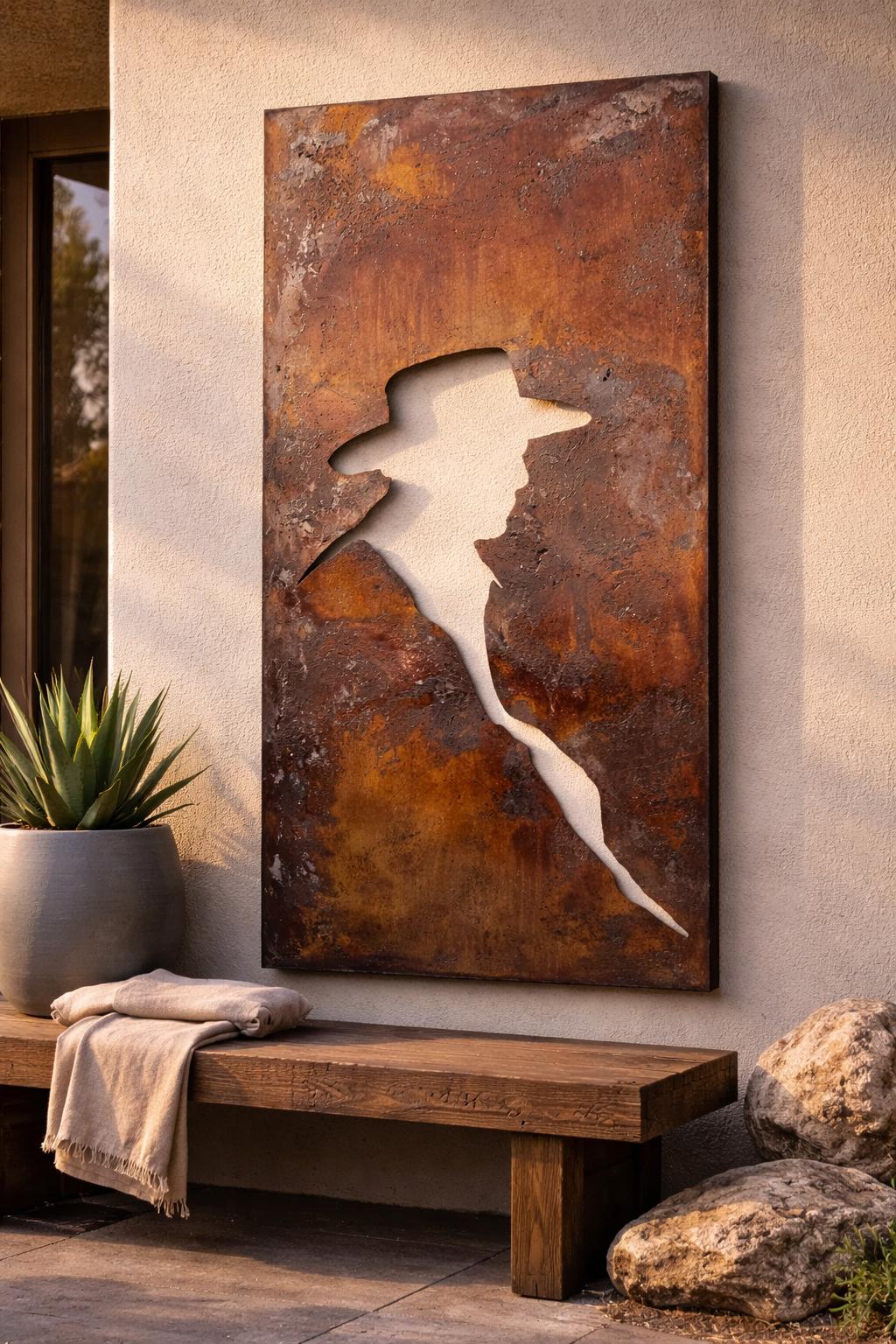 Rustic Metal Designs 72x36” Rustic Metal Wall Design Mountain Cowboy Super Clear Coated ...