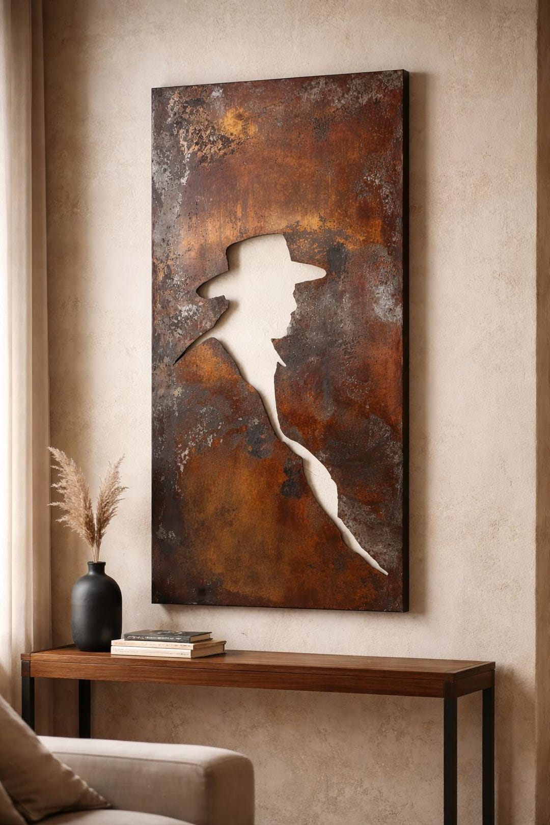 Rustic Metal Designs 72x36” Rustic Metal Wall Design Mountain Cowboy Super Clear Coated ...