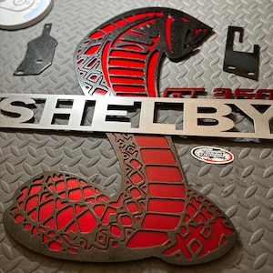 24x24 Shelby gt350 sign steel candy red/black metallic (Detachable prop)