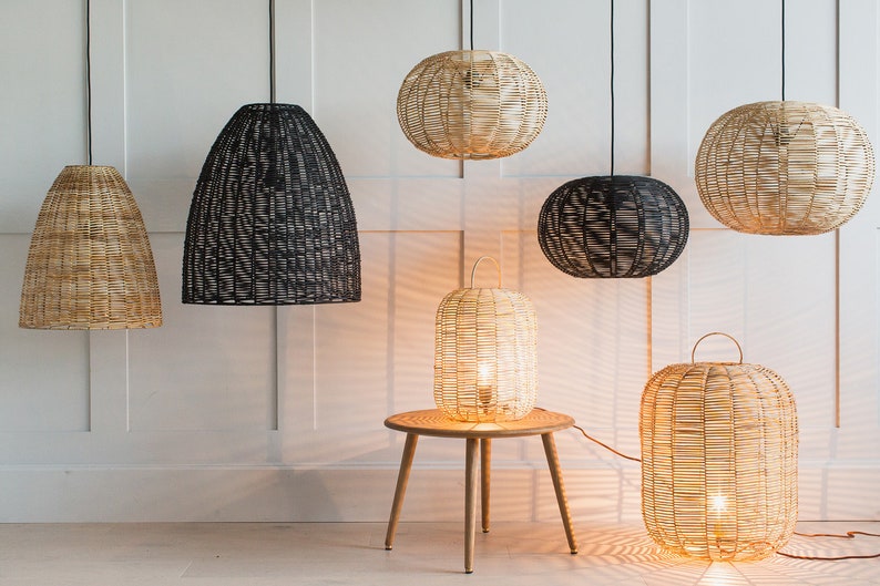 Wicker Floor Lamp Rattan Floor Lamp Natural Floor Lamp Etsy