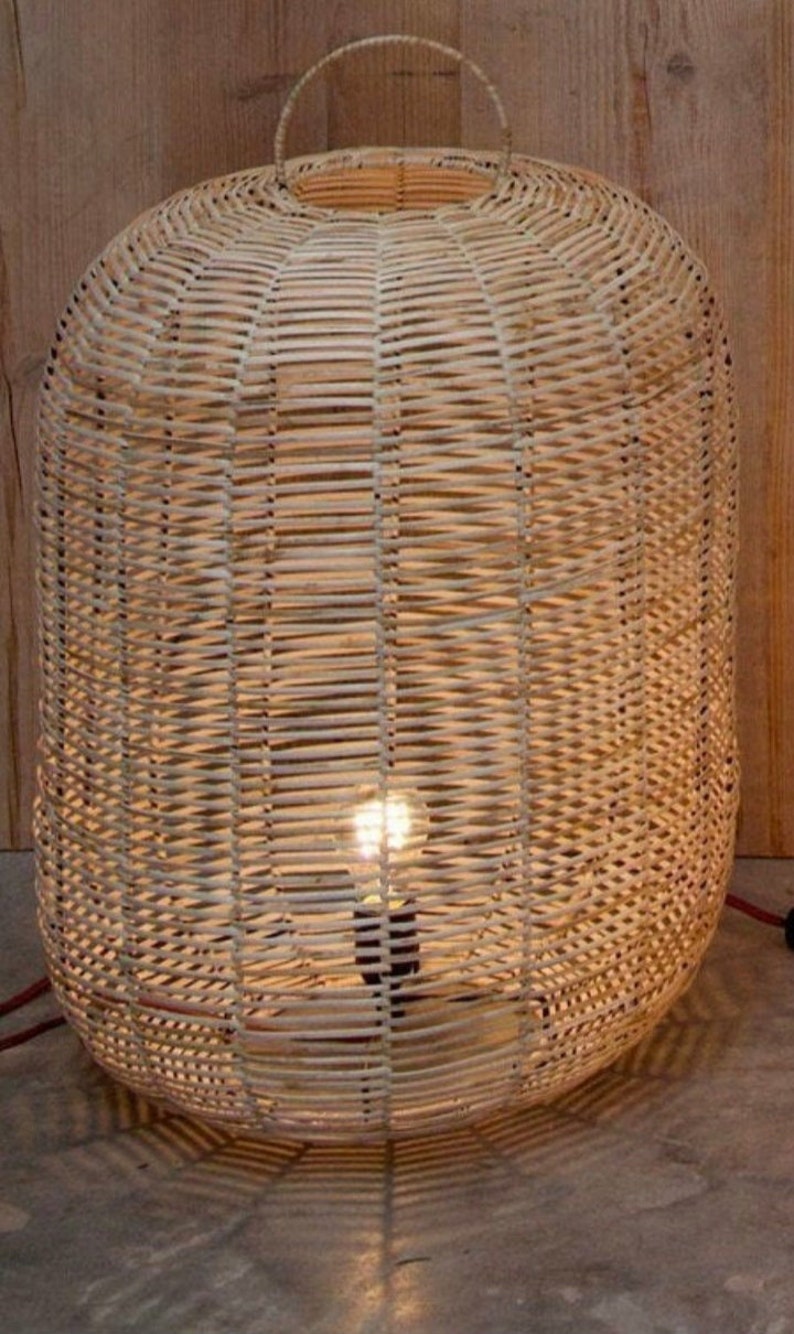 Wicker Floor Lamp Rattan Floor Lamp Natural Floor Lamp Etsy