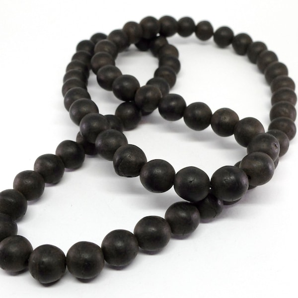 90cm long, black jet necklace made of matt, spherical beads, simple and light jet necklace, necklace by Britta Ehlich