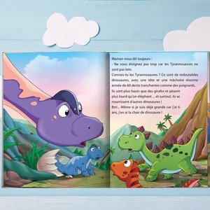 Livre enfant personnalisé Dinosaure Dinosaure, un livre personnalisé conçu et fabriqué en France dont l'enfant est le héros image 3