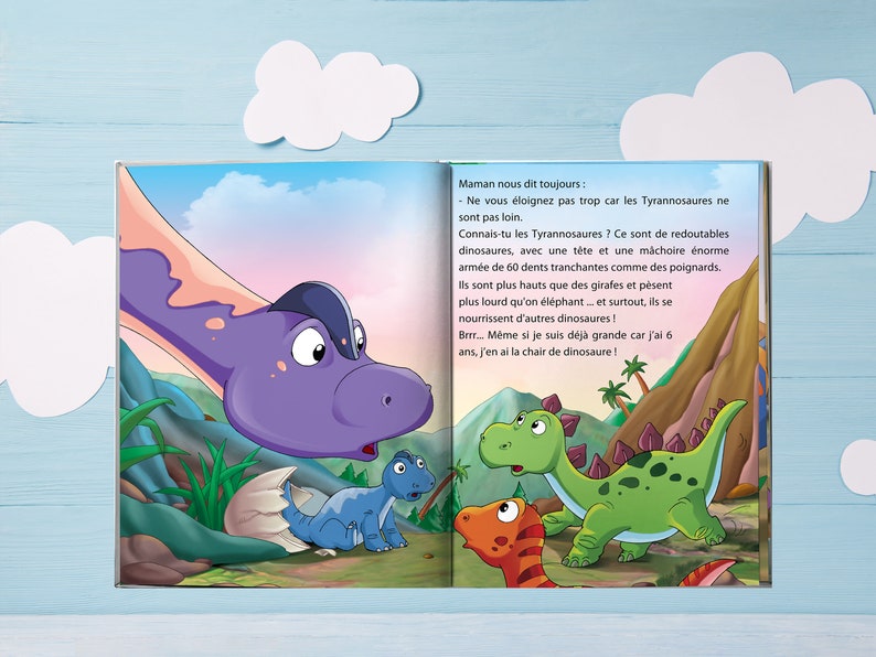 Livre enfant personnalisé Dinosaure Dinosaure, un livre personnalisé conçu et fabriqué en France dont l'enfant est le héros image 3