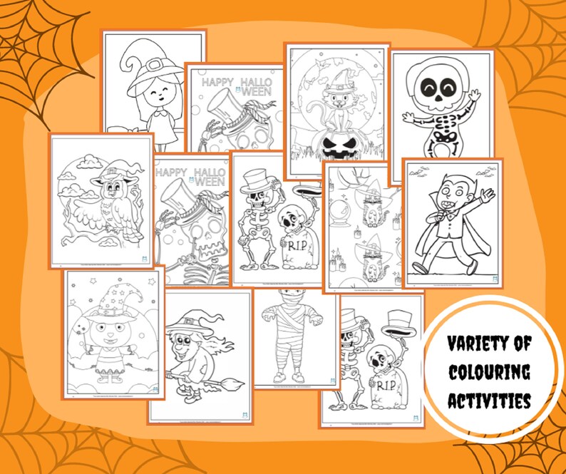 Utskrivbar Halloween-aktivitet, Halloween-paket, Halloween-målarbok, Halloween-mandala, Utskrivbar Halloween, Halloween-aktivitetsbok bild 4