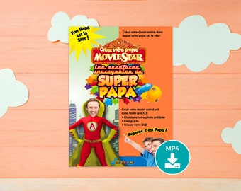 Aangepaste Super Dad MP4-dvd | Super Dad aangepaste animatiefilm| Gepersonaliseerde dvd voor kinderen met Super Dad-foto | Vaderdag