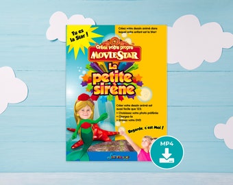 MP4 La Sirenetta DVD Personalizzato | film d'animazione sirenetta personalizzato | DVD personalizzato per bambini con foto della Sirenetta
