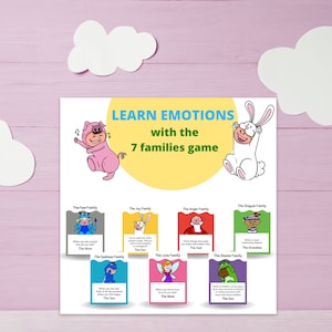 42 Emotion Flashcards Printable | Feelings Flashcards | 7 families game on emotions| Montessori Materials | Digital Download