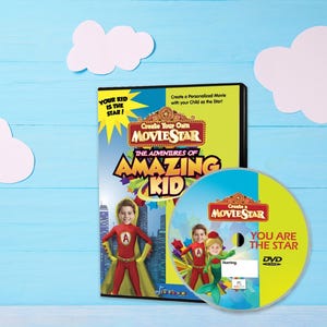 DVD personalizado Super Kid | Caricatura con nombre y foto | Regalo de héroe para niños | DVD infantil personalizado con foto de Super Kid