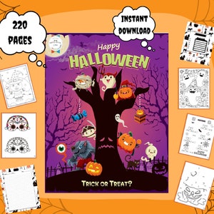 Utskrivbar Halloween-aktivitet, Halloween-paket, Halloween-målarbok, Halloween-mandala, Utskrivbar Halloween, Halloween-aktivitetsbok bild 2