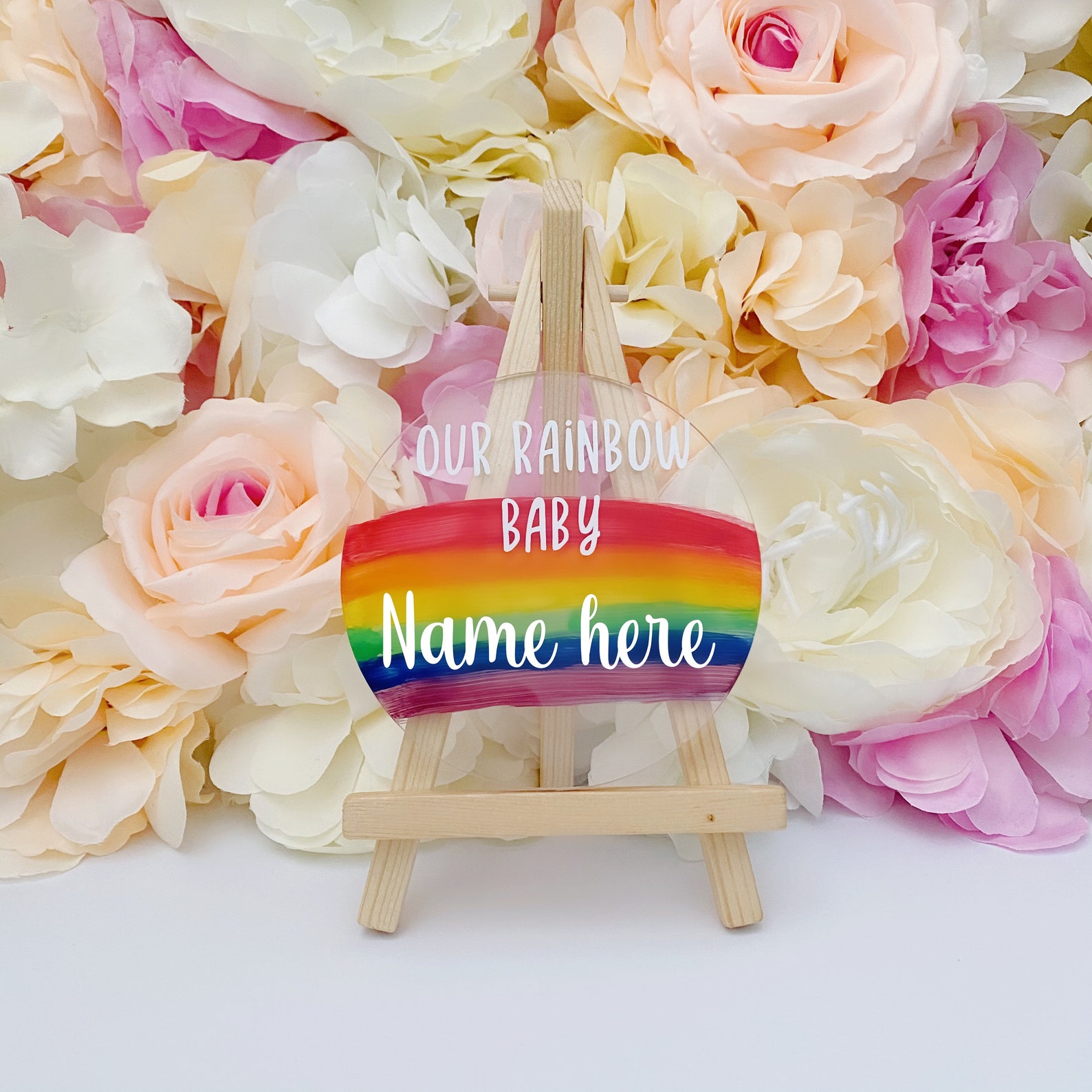 Rainbow Baby Birth Announcement New Baby Photo Prop Etsy