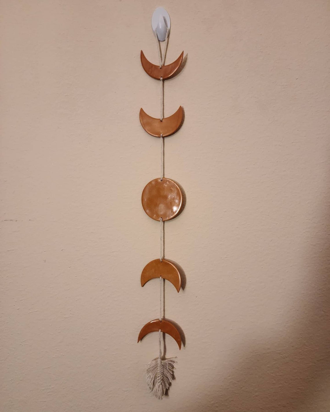 Moon Phase Wall Hanging Decor Mobile Boho Polymer Clay Etsy