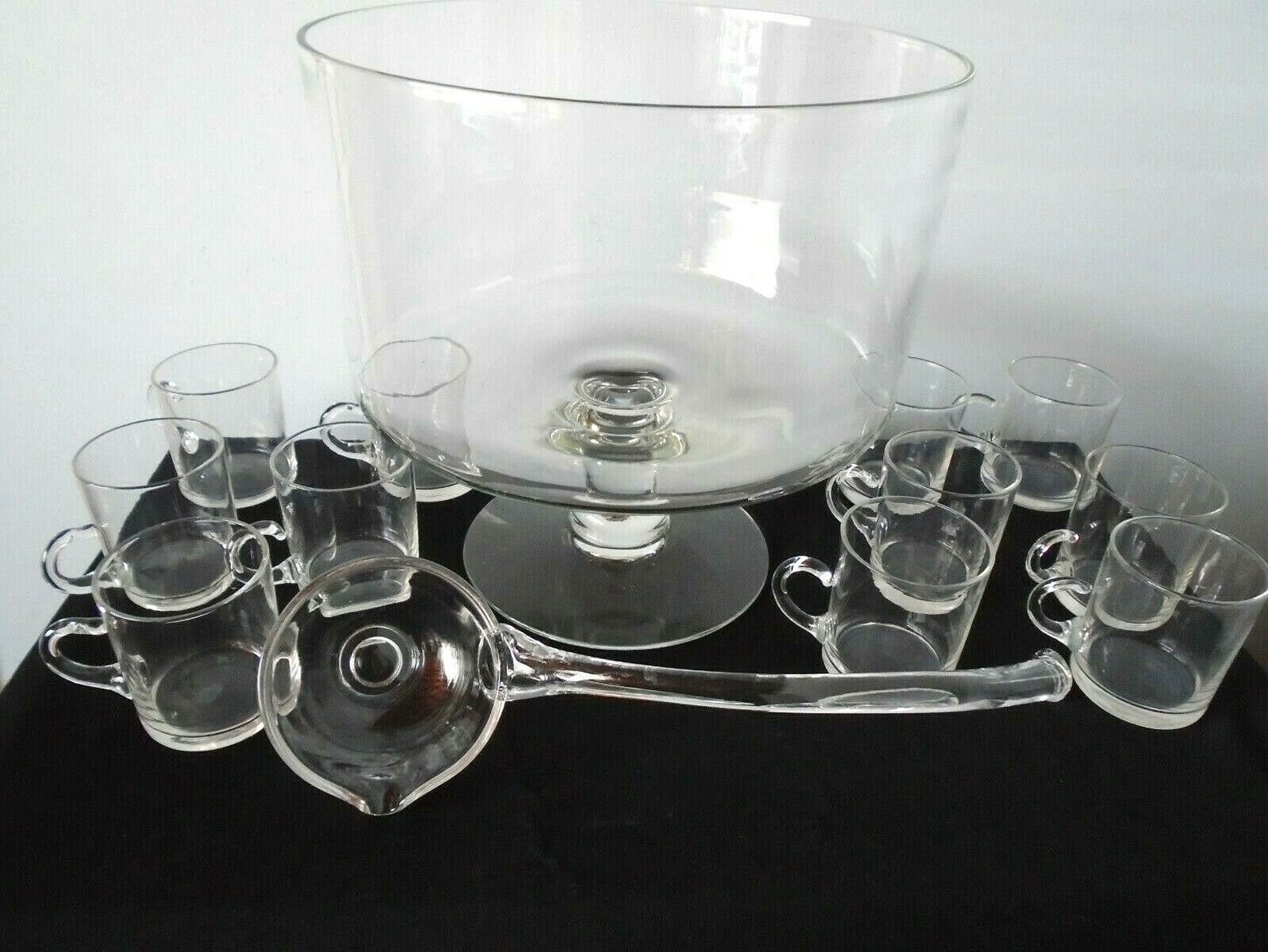 Vintage crystal brandy snifter punch bowl & 11 cups with ladle Etsy