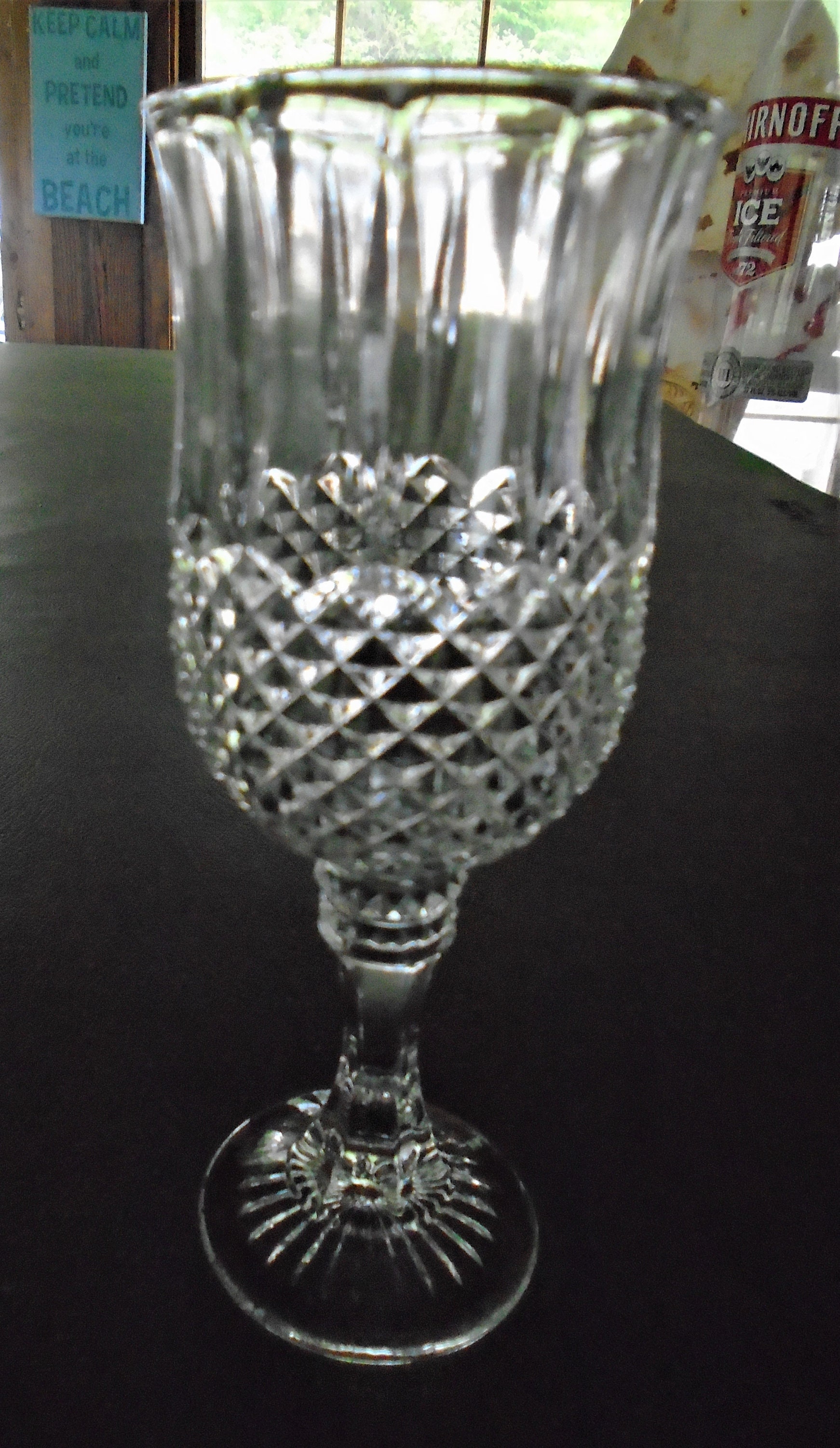 6 Vintage Crystal Diamond Pattern Wine Goblets - Etsy