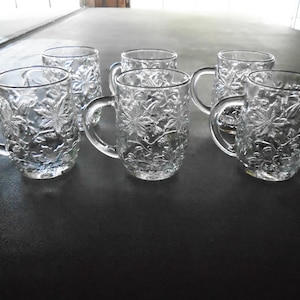 6  Princess House Fantasia Glass 12 Ounce Mugs in Box