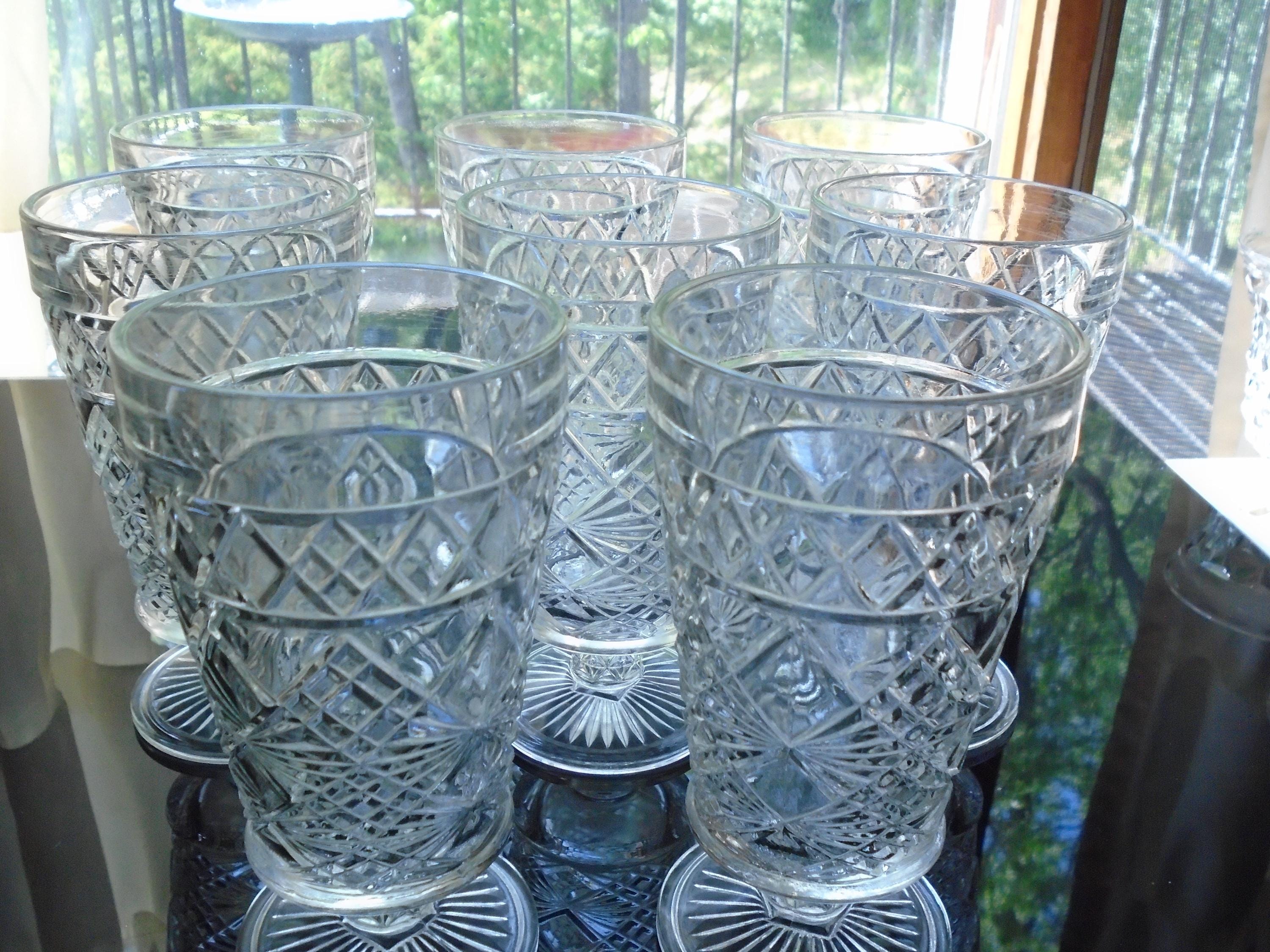 8 Hazel Atlas Big Top Clear Design Ice Tea Glasses - Etsy