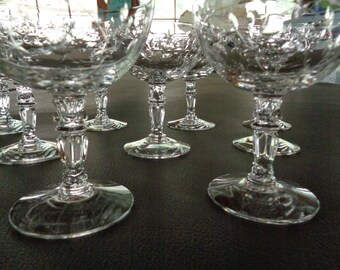 9 Vingage Star & Dot Etched Crystal Goblets