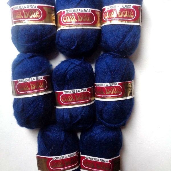 8 new vintage chal botte yarns  - 8 navy # 461 colors acrylique & alpaga