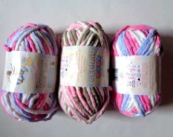 3  New Supper Bulky Skeins of Bernat Baby Blanket Yarn