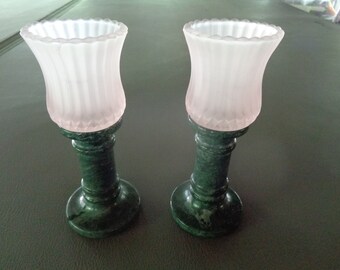 2 - 2 Piece Marble Candle Stick Holders
