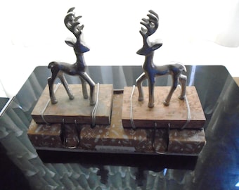 2 New Iron Deer Fireplace Stocking Hangers