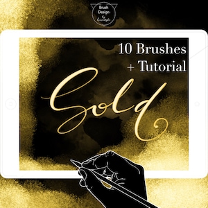 Metallic & Golden Calligraphy Procreate Brushset - Gold Brushes, Shimmer effect