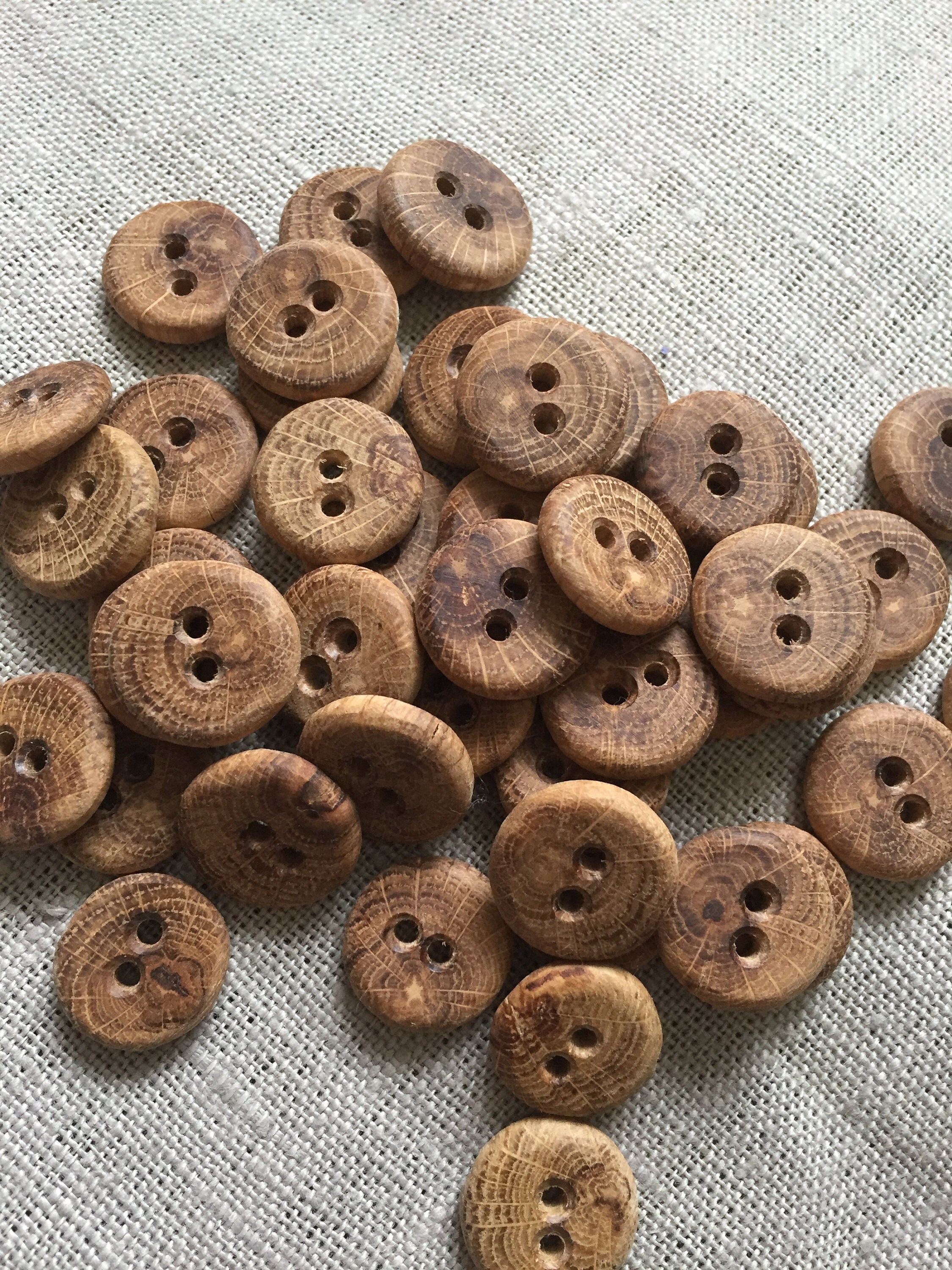 Old Oak wood branches button 17 cm. with 2 holes handmade Etsy