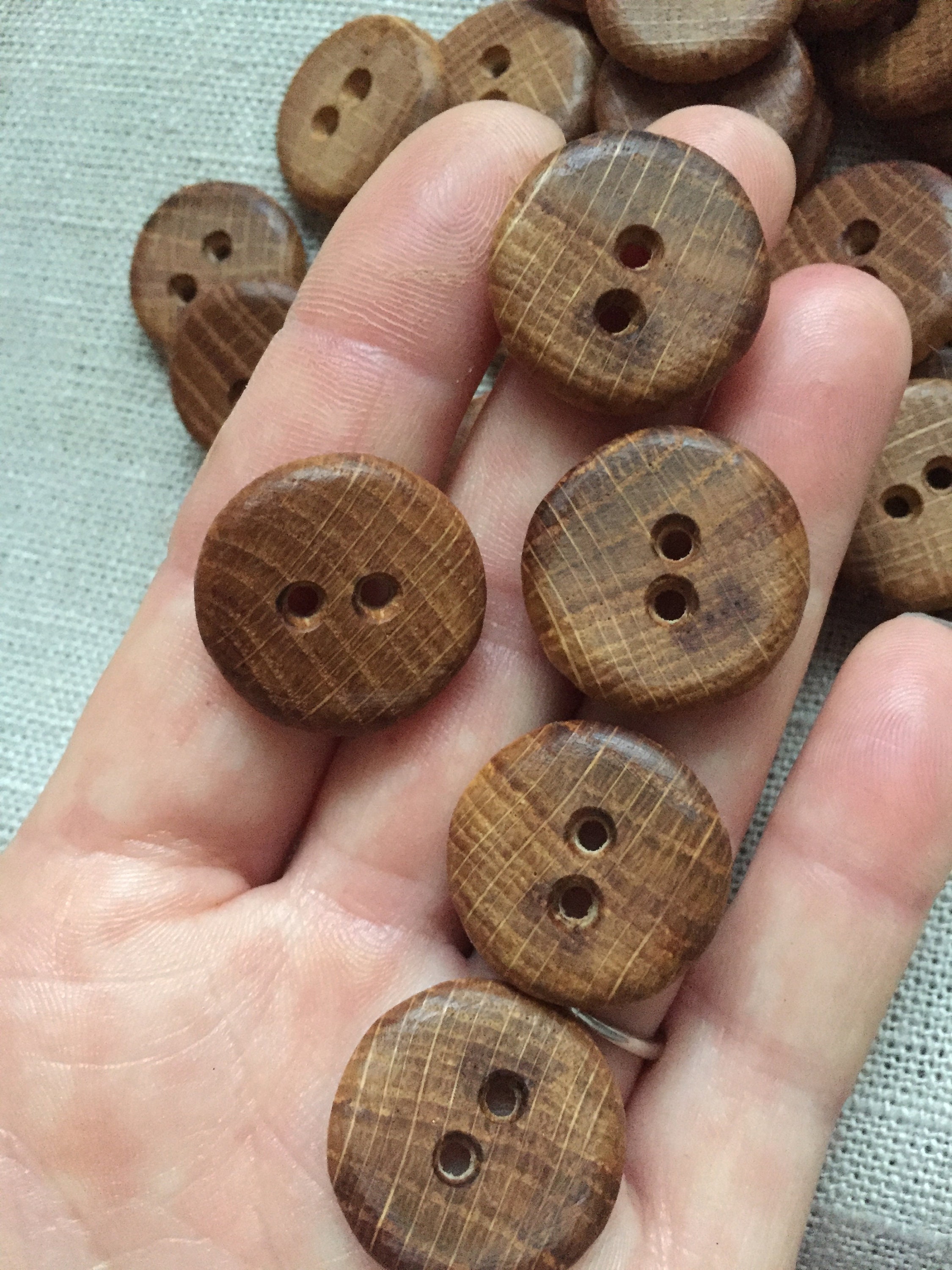 Old oak buttons 22 cm. with 2 holes handmade natural oak Etsy