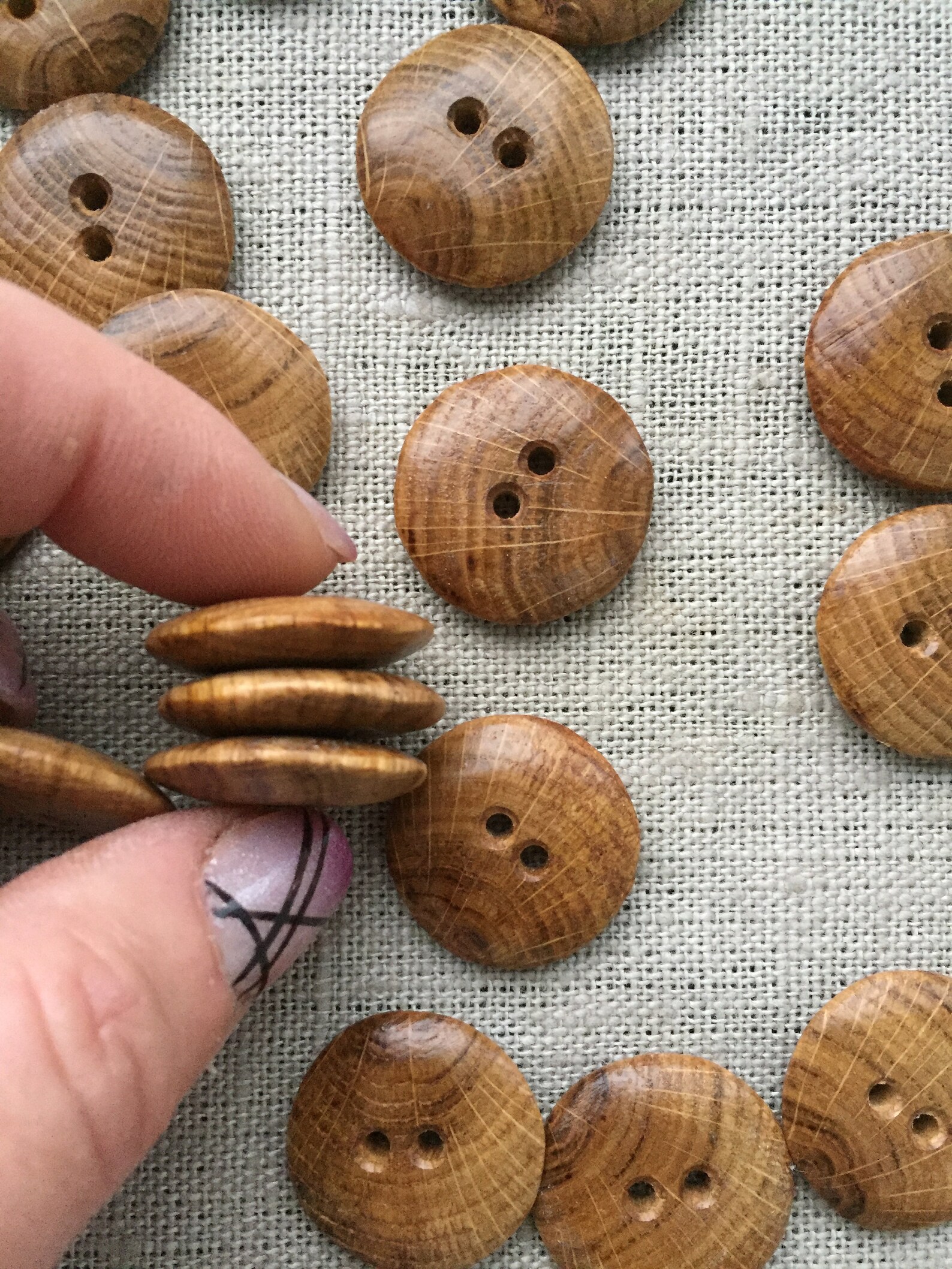 Old oak button 2.3 cm lacquered handmade natural oak wood Etsy