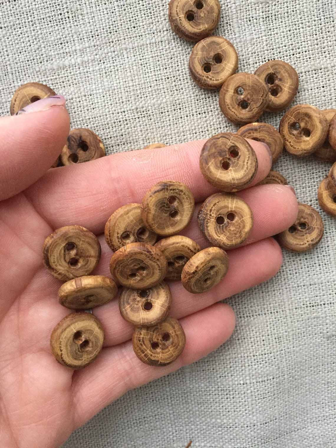 7 pcs. Small oak button 1.5 cm. unique pattern handmade Etsy