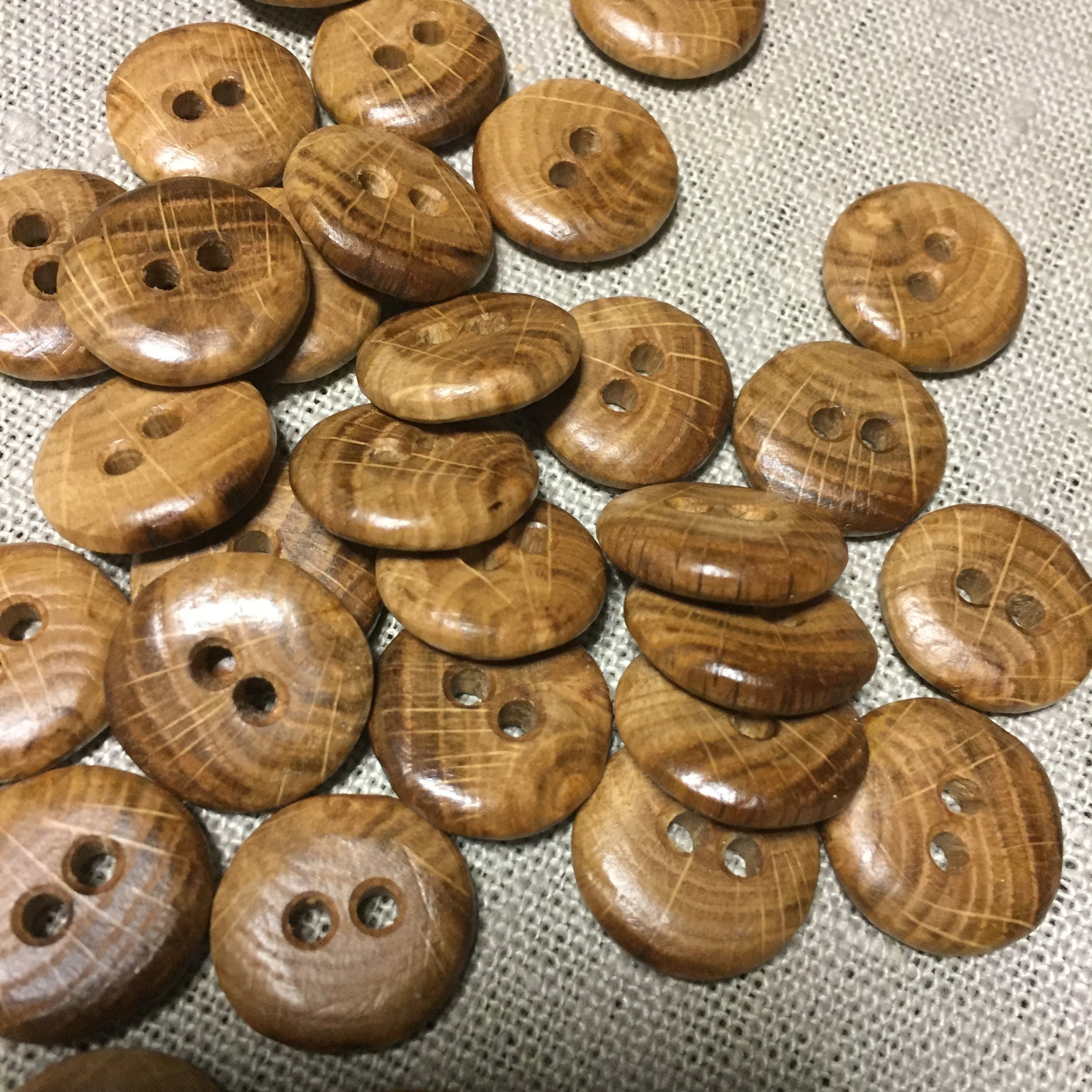 7 pcs. Old oak button 17 cm. lacquered with 2 holes Etsy