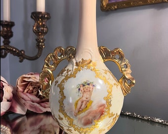 Antique Austrian Robert Hanke Rococo Bud Vase