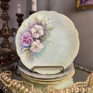 Antique Delinières & Co of Limoges, France Decorative Dessert Set of Four