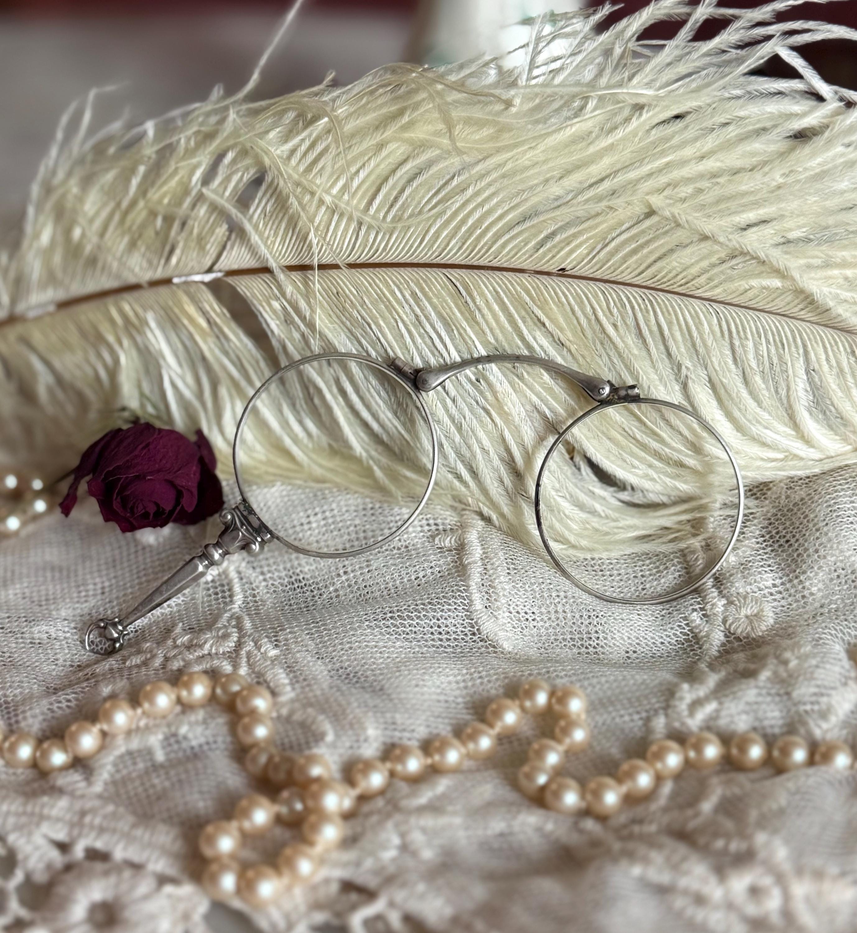 スターリングシルバー　アンティーク　グラス アンティーク スターリングシルバー ロルネット 折りたたみグラス