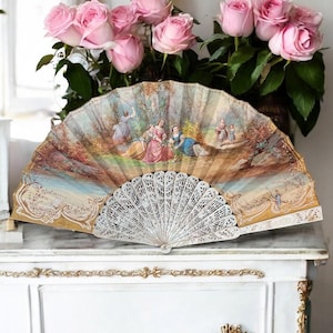 19th Century French Mother Of Pearl Hand Fan
