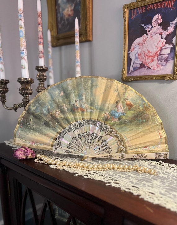 19th Century Signed French Hand Fan