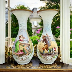 19th Century French Opaque Glass Vase Set