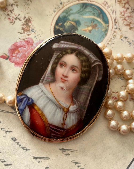 19th Century Victorian Portrait Miniature Brooch - image 5