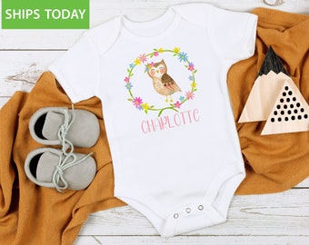 Romper baby Boy new baby Baby Gift baby girl Owl Organic Cotton Bodysuit: Onseie nature baby shower Forest Woods unisex