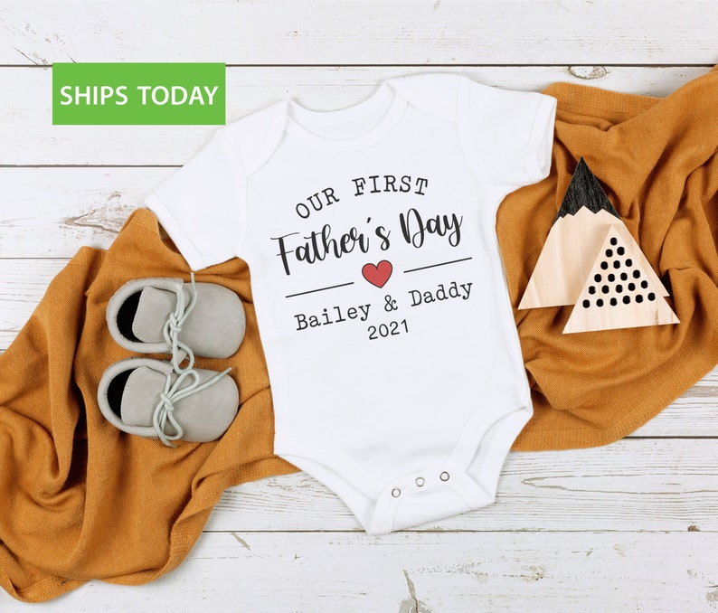 Our First Fathers Day Baby Onesie® - Our First Fathers Day Onesie® for Baby  Fathers Day Bodysuit for Baby  Cute Baby Outfit for Fathers Day 