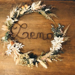 Crown made of dried flowers and personalized word image 9