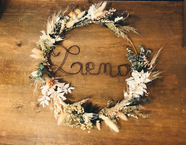 Crown made of dried flowers and personalized word image 9