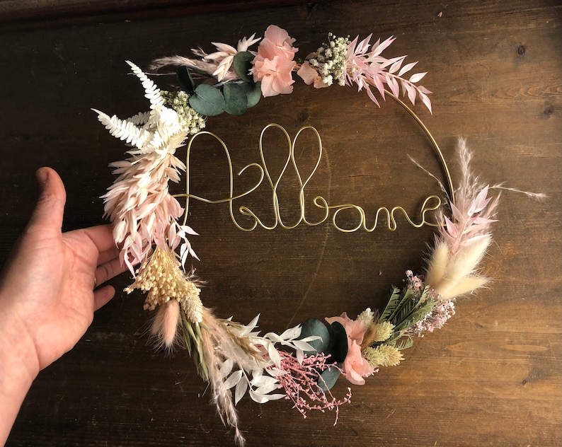 Crown made of dried flowers and personalized word image 7