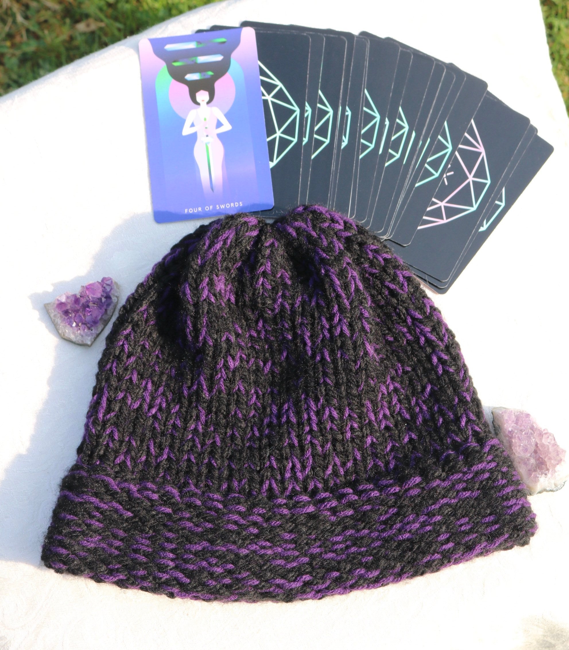 Black and Purple Beanie Hat | Etsy